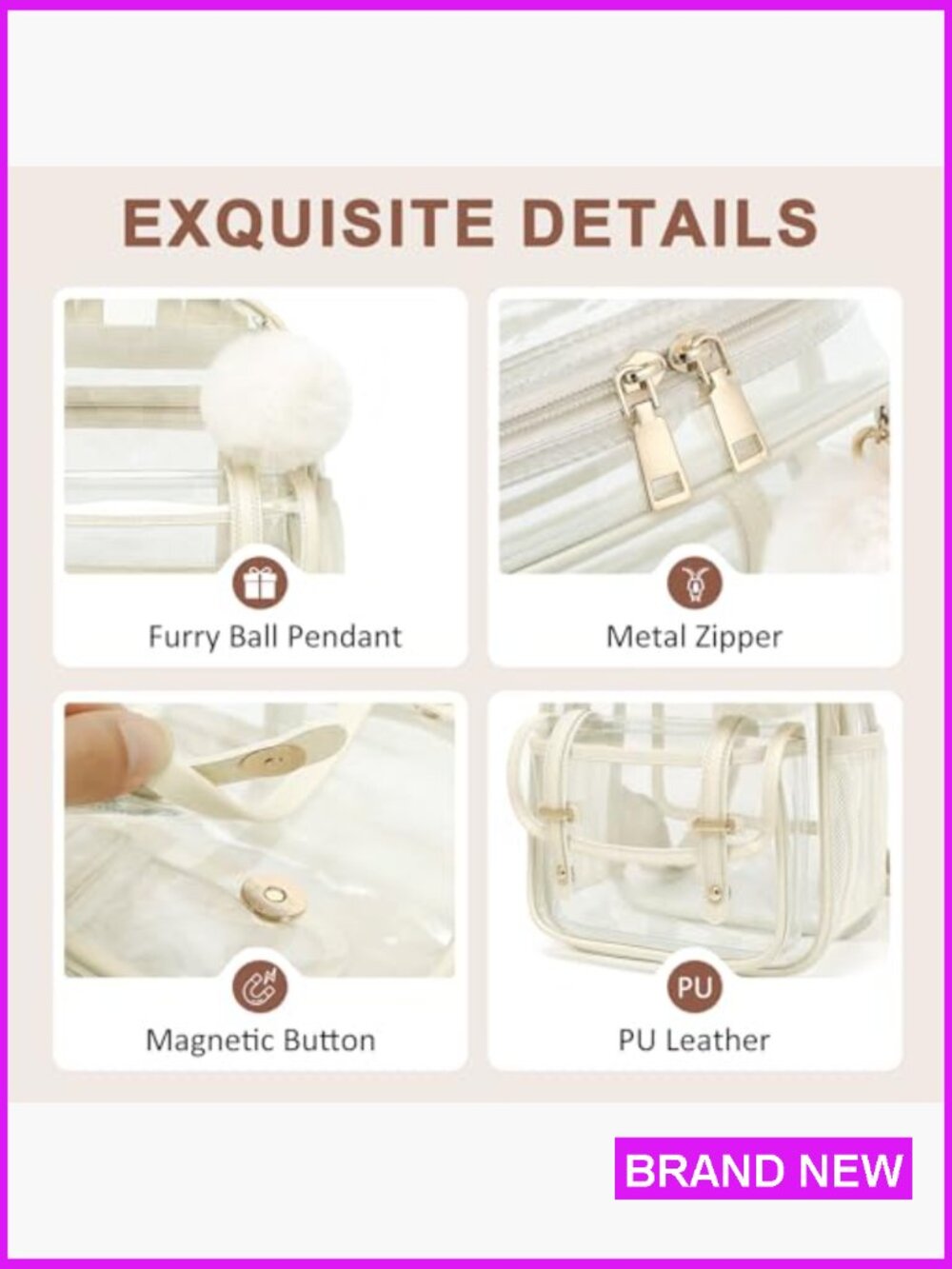 Clear Backpack for Stadium Events Mini See Through Bookbag Casual Daypack - Picture 6 of 7